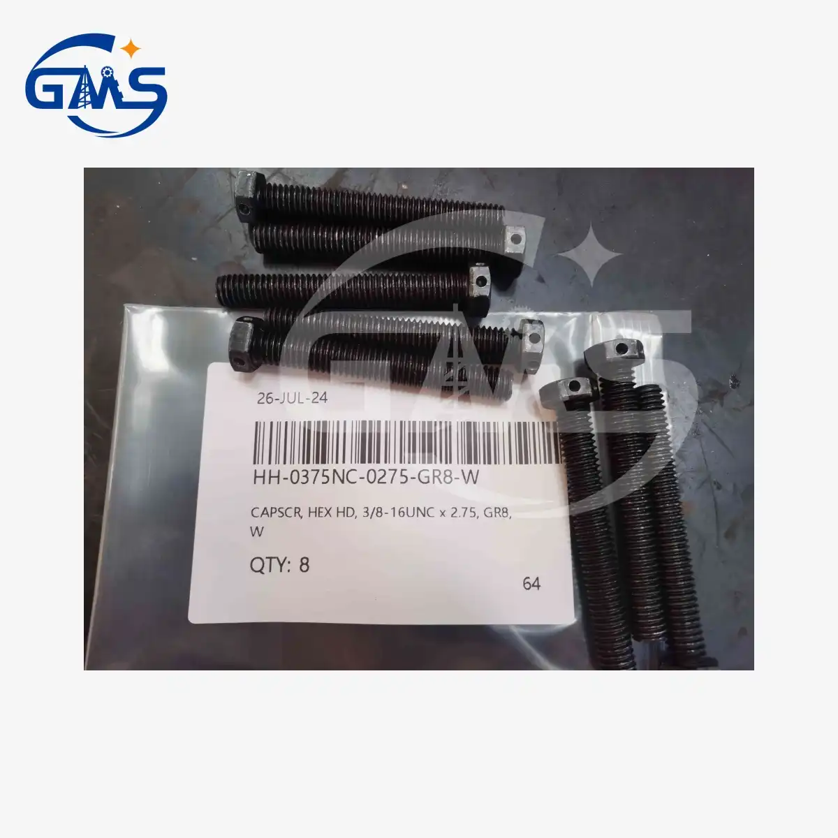 CAPSCR, HEX HD, 3/8-16UNC x 2.75, GR8, W HH-0375NC-0275-GR8-W