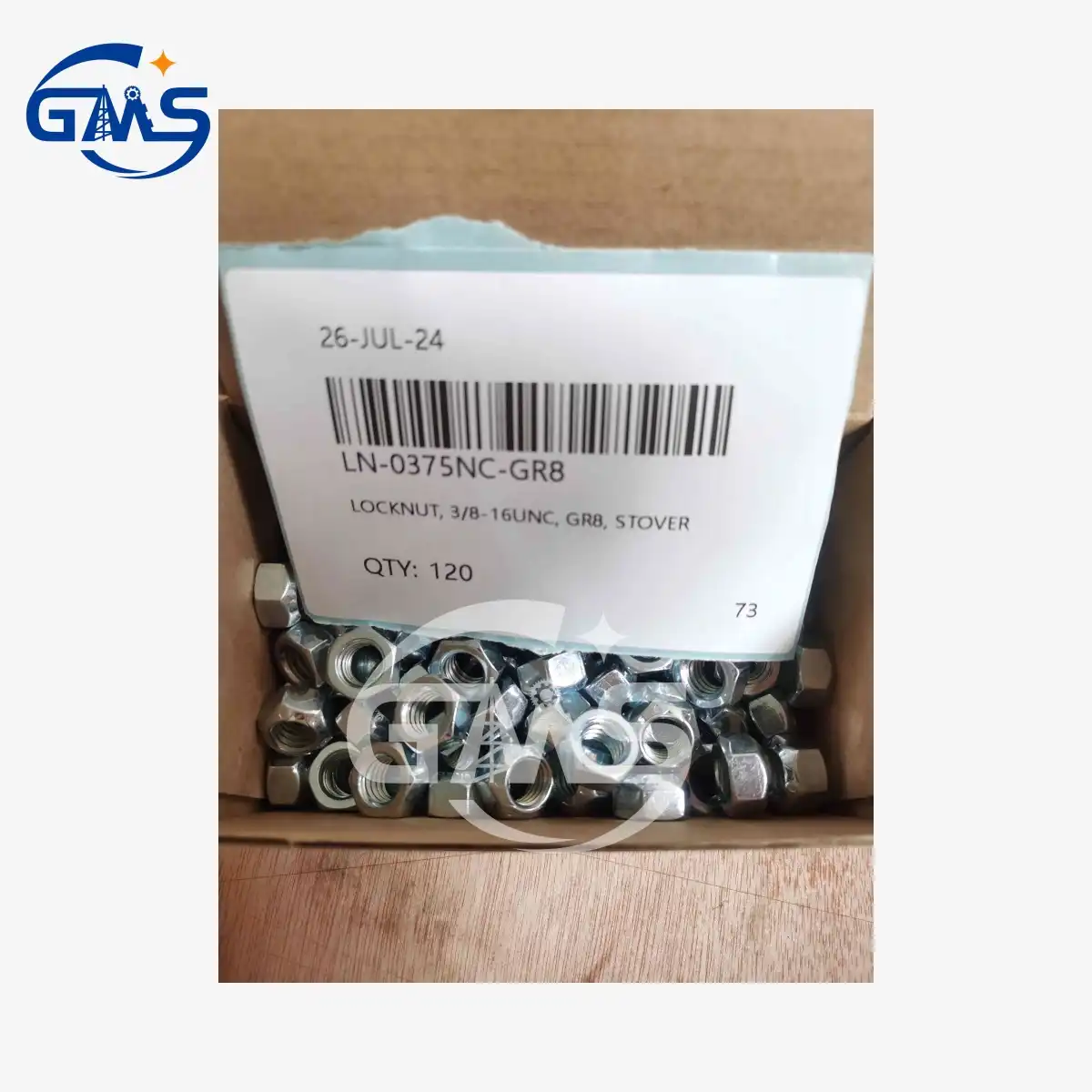 LOCKNUT, 3/8-16UNC, GR8, STOVER. LN-0375NC-GR8
